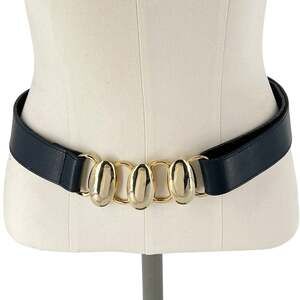 90s The Leather Shop black & gold belt 1990s vintage